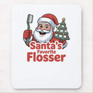 Santa’s Favorite Flosser Christmas Dental Dentist Mouse Pad