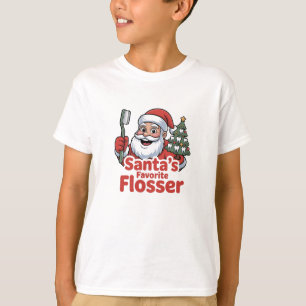 Santa’s Favorite Flosser Christmas Dental Dentist T-Shirt