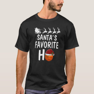 Santa S Favorite Ho Christmas Santa Red Plaid Bask T-Shirt