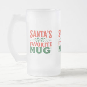 Santa’s Favorite Mug – Frosted Glass 16 oz