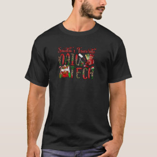 Santa s Favorite Nail Tech Xmas Pajamas PJs Women T-Shirt