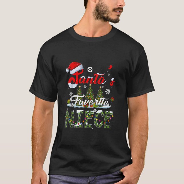 Santa s Favorite Niece Funny Family Matching Group T-Shirt (Front)