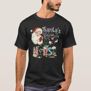 Santa s Favorite Nurse Christmas School Nursing Cr T-Shirt