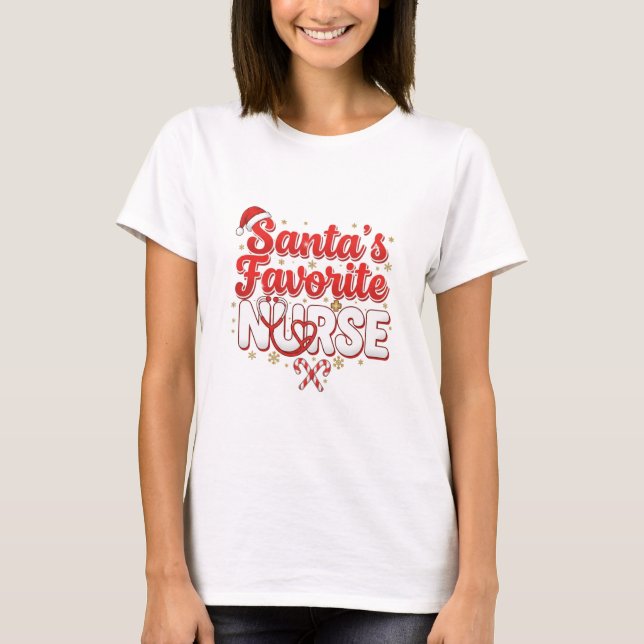 Santa’s Favorite Nurse Christmas Shirt (Front)
