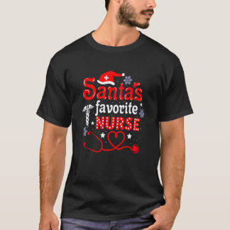 Santa S Favorite Nurse Cute Merry Xmas Party Crew T-Shirt