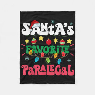 Santa S Favorite Paralegal Funny Santa Xmas Light Fleece Blanket