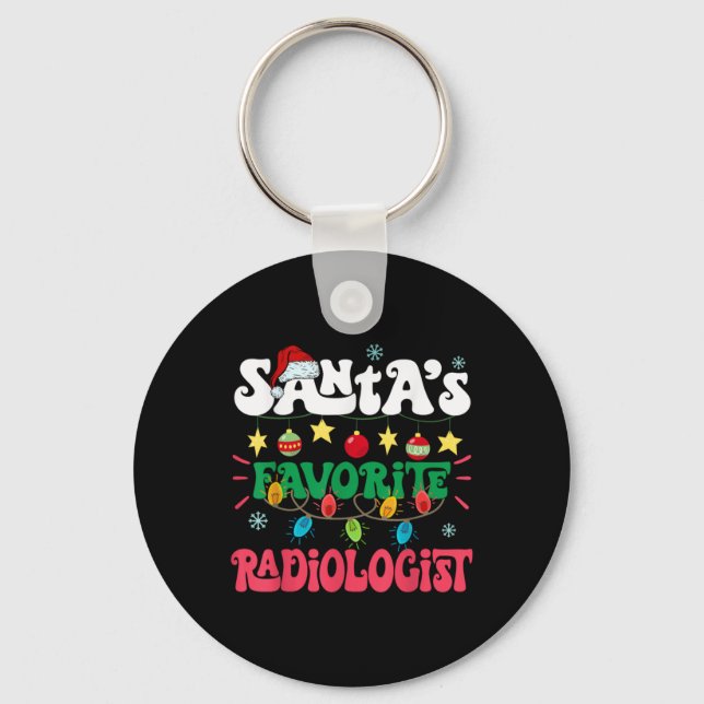 Santa S Favorite Radiologist Santa Hat Xmas Light  Keychain (Front)