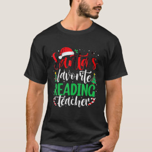 Santa s Favorite Reading Teacher Christmas Santa H T-Shirt