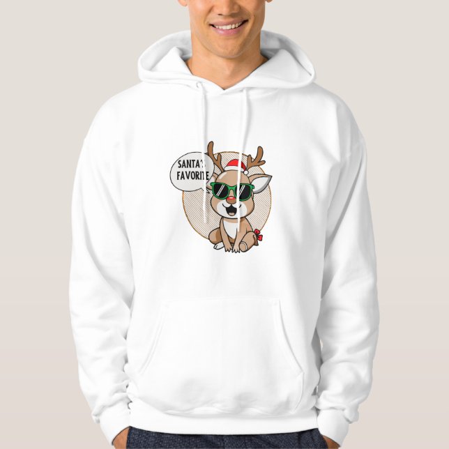 Santa’s Favorite” Reindeer Character  Hoodie (Front)