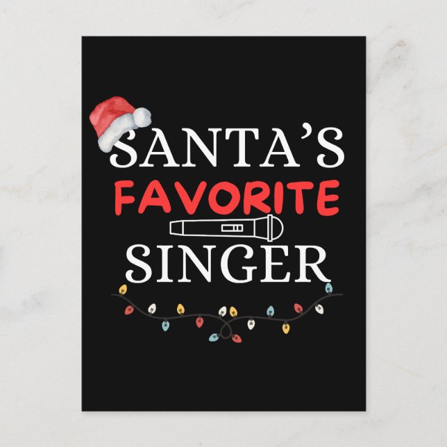 Santa’s Favorite Singer Cute Postcard (Front)