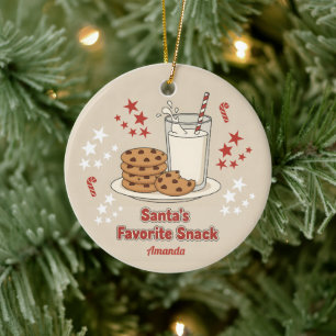 Santa’s Favorite Snack Funny Christmas Ceramic Ornament