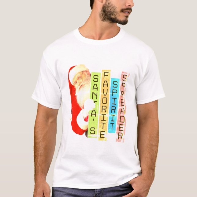 Santa’s Favorite Spirit Spreader festive Christmas T-Shirt (Front)