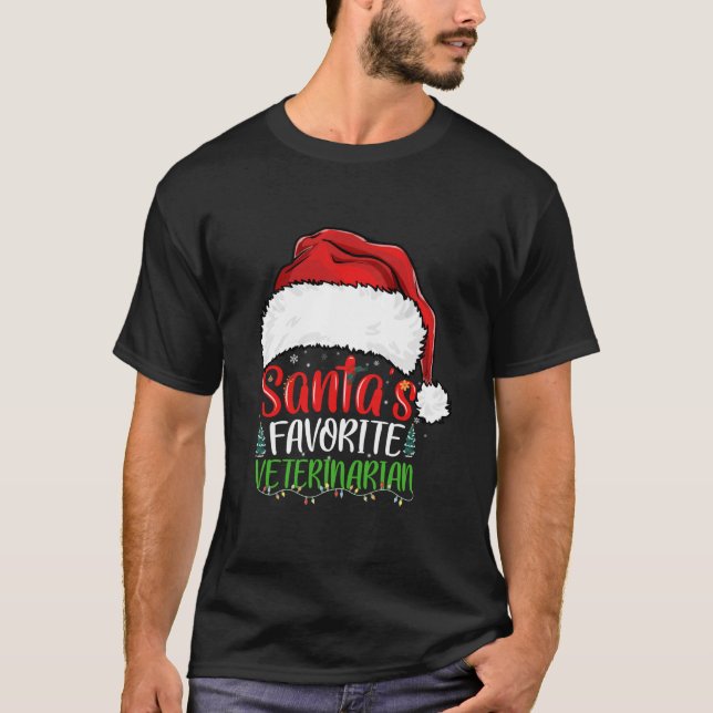 Santa s Favorite Veterinarian Funny Christmas Vete T-Shirt (Front)