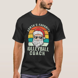 Santa s Favorite Volleyball Coach Funny Christmas  T-Shirt