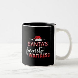 Santa’s Favorite Waitress – Cute Christmas Two-Tone Coffee Mug