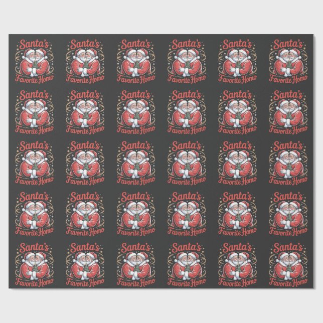 Santa’s Favourite Homo LGBT Pride Gay Christmas Wrapping Paper (Flat)