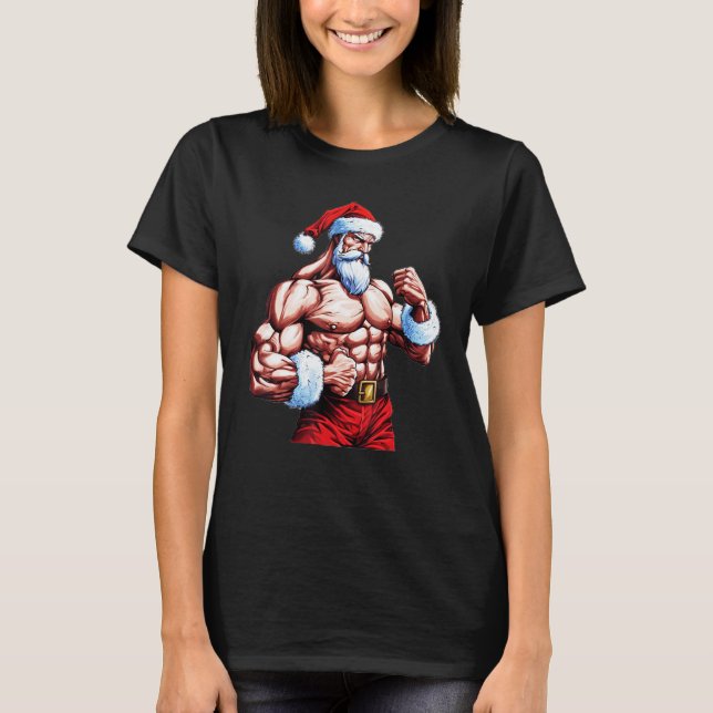 Santa s Fit Crew Christmas Bodybuilder for Gym Ent T-Shirt (Front)