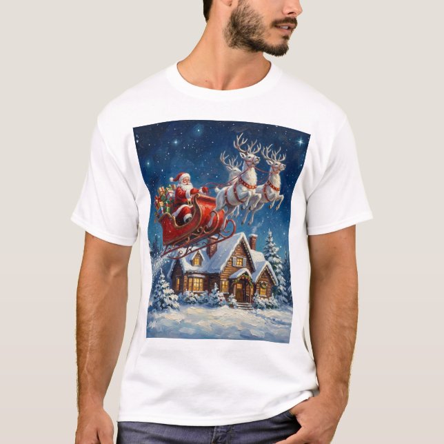 Santa’s Flight – A Starry Christmas Delivery T-Shirt (Front)