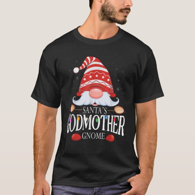Santa s Godmother Gnome Matching Christmas Pajama  T-Shirt (Front)