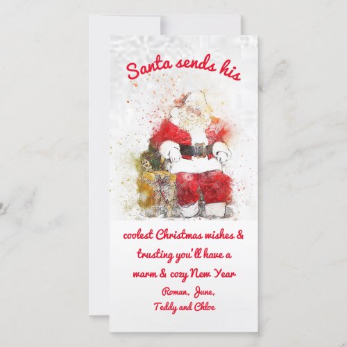 Santas Greetings Flat Holiday Card