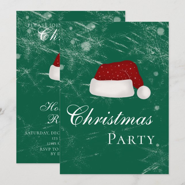 Santa’s Hat Holiday Christmas Party Winter Invitation (Front/Back)