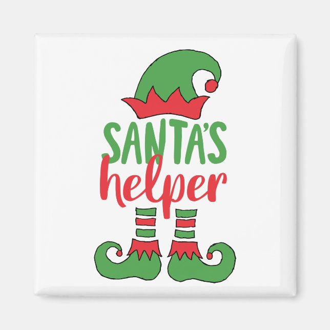 Santa’s Helper Cute Cartoon Elf Drawing Cute Elf Magnet (Front)