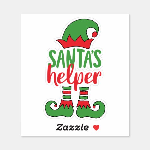 Santas Helper Cute Cartoon Elf Drawing Cute Elf Sticker