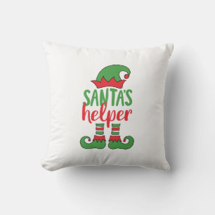 Santa’s Helper Cute Cartoon Elf Drawing Cute Elf Throw Pillow