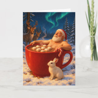 Santa’s Hot Cocoa Bath Christmas Cars Holiday Card