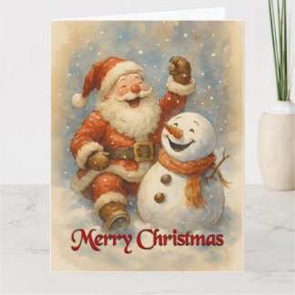 Santa’s Laughter in Winter’s Embrace Card