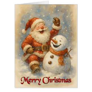 Santa’s Laughter in Winter’s Embrace Card