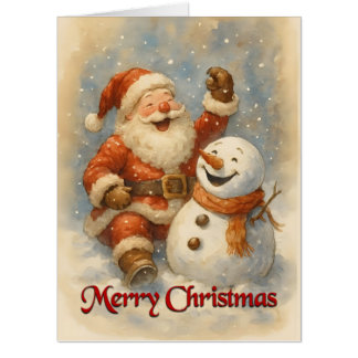 Santa’s Laughter in Winter’s Embrace Card