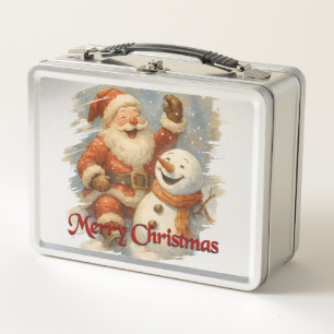 Santa’s Laughter in Winter’s Embrace Metal Lunch Box