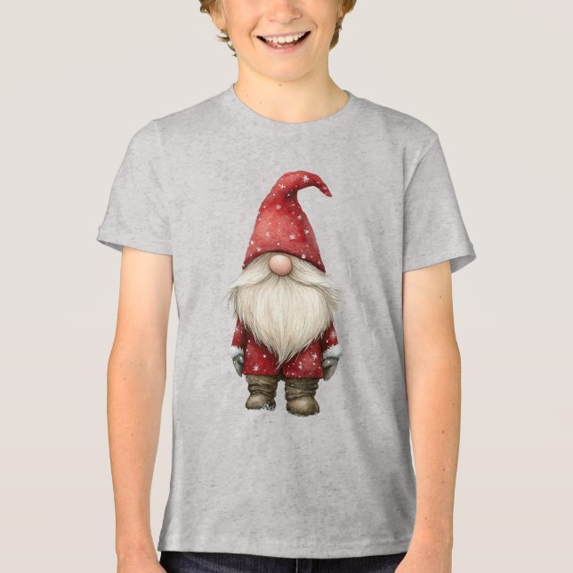 Santa’s Little Elf Kids Christmas Design Tri-Blend Shirt (Front)