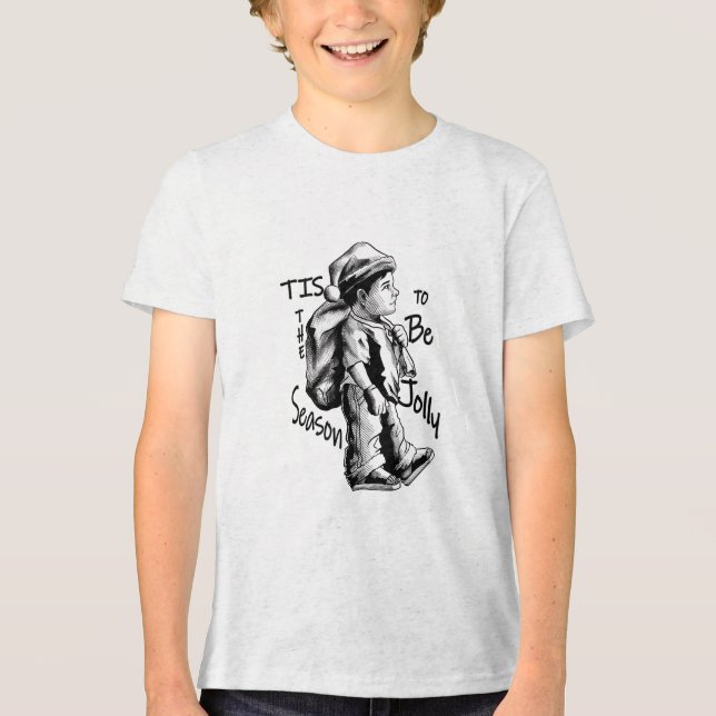  "Santa’s Little Helper in Action" Tri-Blend Shirt (Front)