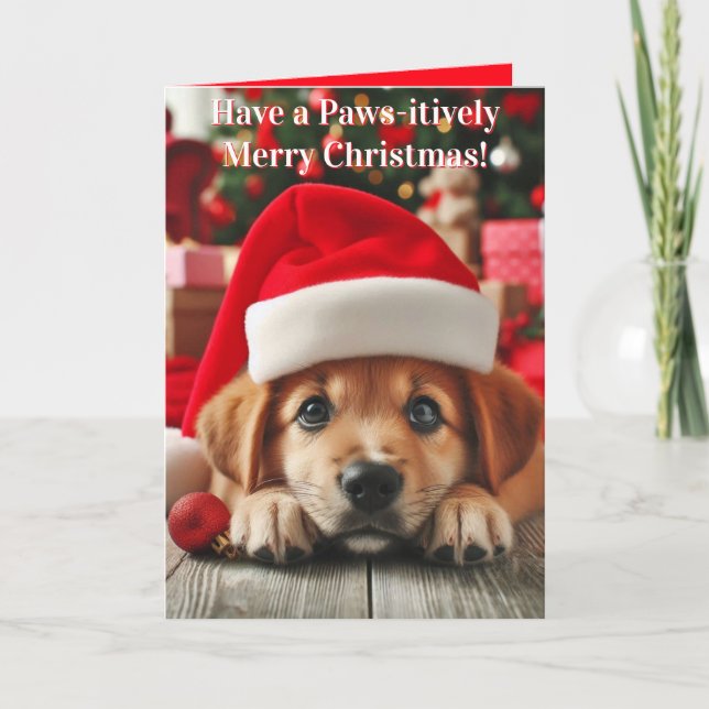 Santa’s Little Helper Puppy Holiday Card (Front)
