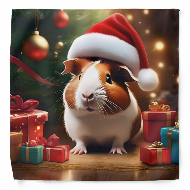 "Santa’s Little Helper: The Christmas Guinea Pig" Bandana (Front)