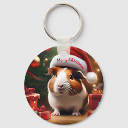 "Santa’s Little Helper: The Christmas Guinea Pig" Keychain