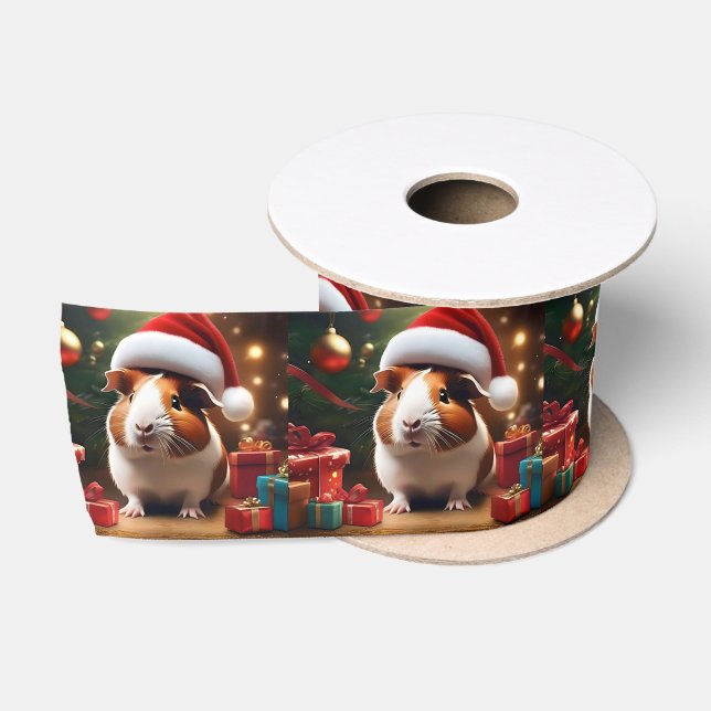 "Santa’s Little Helper: The Christmas Guinea Pig" Satin Ribbon (Spool)