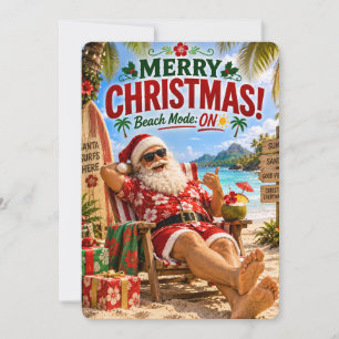 Santa’s Merry Adventures Beach Mode On Holiday Card