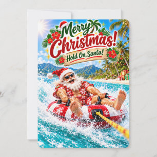 Santa’s Merry Adventures Hold On, Santa! Holiday Card