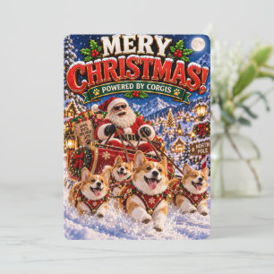 Santa’s Merry Adventures Powered by Corgis Holiday Card