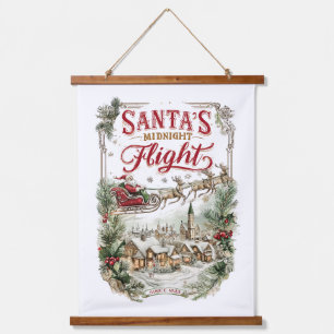 Santa’s Midnight Flight – Vintage Christmas Sleigh Hanging Tapestry