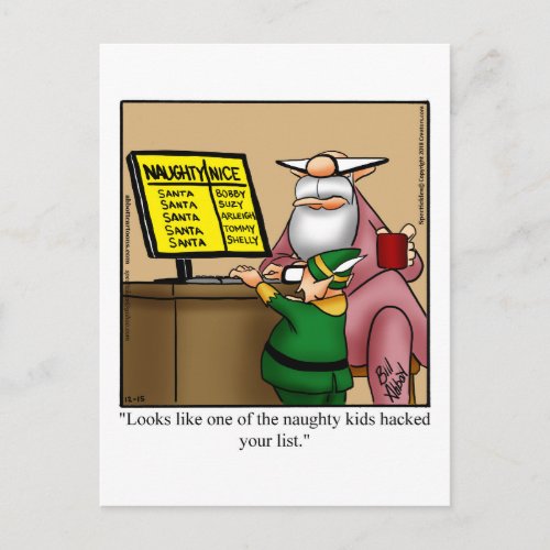 Santas Naughty List Hacked Humor Postcard