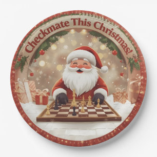 Santa’s Next Move – Funny Chess Christmas Paper Pl Plates