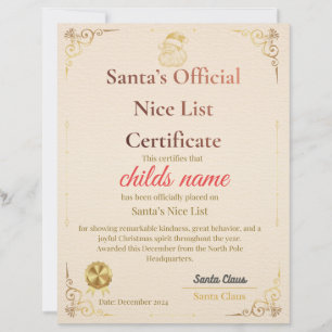 Santa’s Nice List Certificate Letterhead