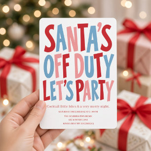 Santa’s Off Duty Colorful Christmas Cocktail Party Invitation