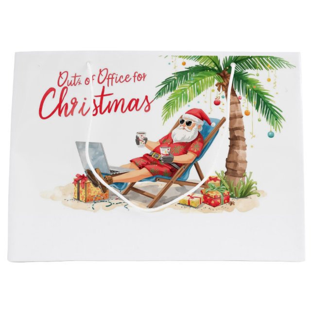 Santa’s Online Computer Lovers Merry Christmas! Large Gift Bag (Front)