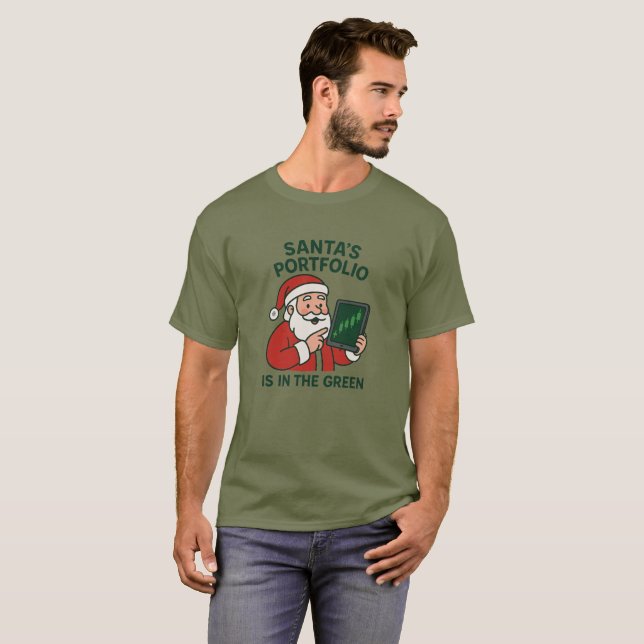 Santa’s Portfolio– Funny Christmas Trader T-Shirt (Front Full)