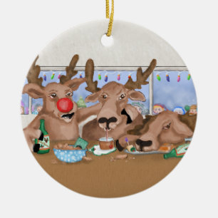 Santa’s Reindeer Behaving Badly Ornament